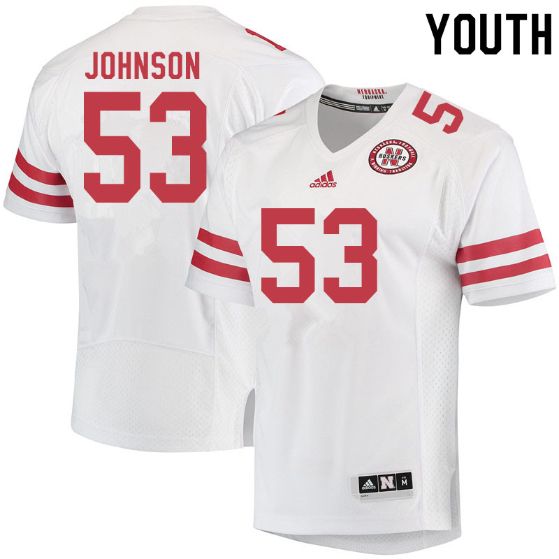 Youth #53 Joseph Johnson Nebraska Cornhuskers College Football Jerseys Sale-White